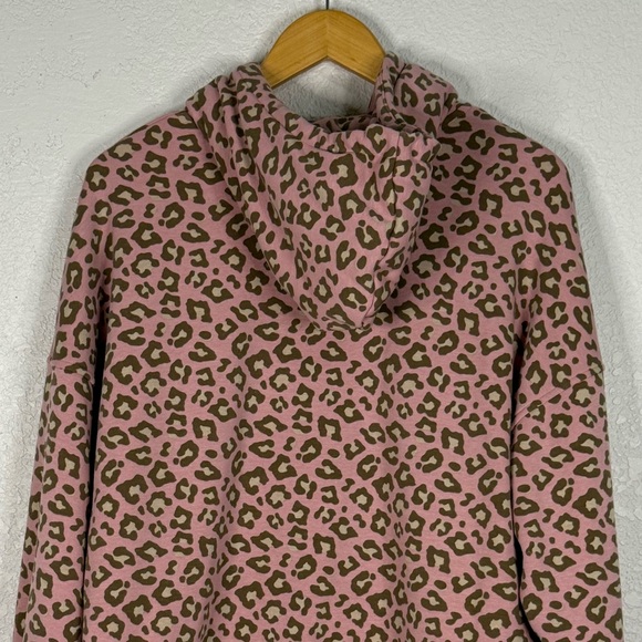UGG Kes pink leopard print fleece hoodie Warm Cozy Animal Print Casual - Picture 5 of 8